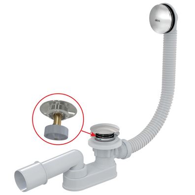 Alcadrain Badewanne Ab- und Überlaufgarnitur CLICK/CLACK, Metall chrom 120 cm