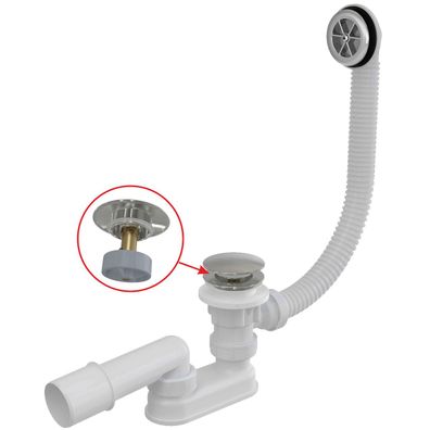 Alcadrain Badewanne Ab- und Überlaufgarnitur CLICK/CLACK, Metall 80 cm