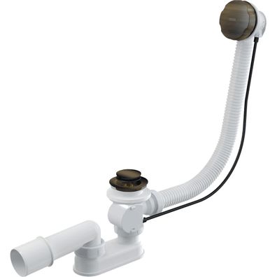 Alcadrain Badewanne Ab- und Überlaufgarnitur Automat komplett, Bronze-Antic 80 cm