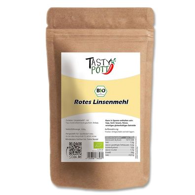 Tasty Pott Bio Rotes Linsenmehl - 1kg Beutel