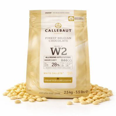 Callebaut W2 Kuvertüre Callets weiße Schokolade 28% Kakao