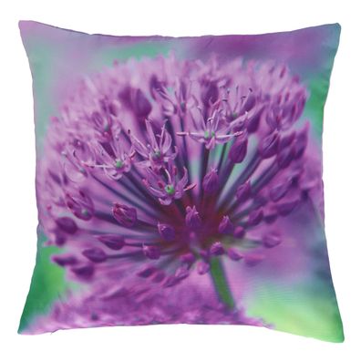Kleines Outdoor Kissen aus wasserabweisendem Polyester m. Blumenmuster Zierlauch