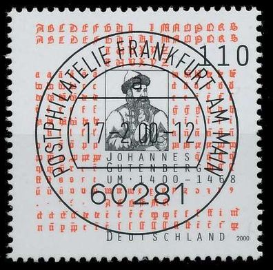 BRD BUND 2000 Nr 2098 zentrisch gestempelt X63B262