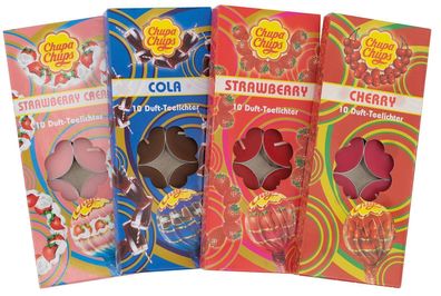 4er Set Chupa Chups Teelichter Strawberry, Cola, Cherry, Strawberry Cream