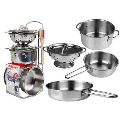 Lean Toys Edelstahl Töpfe und Pfannen Set 8el