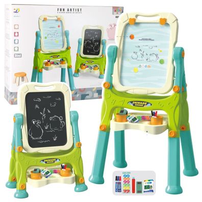 Leantoys Pädagogisches Whiteboard 3in1 doppelseitig auf Rahmen grün