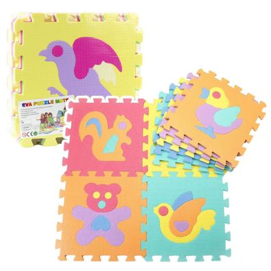 Weiche Puzzle-Lernmatte Tiere EVA-Schaum Bunt 9-tlg