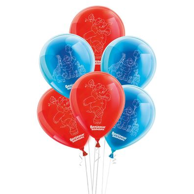 Benjamin Blümchen Set aus 10 roten blauen Latexballons 25cm für Luft oder Helium