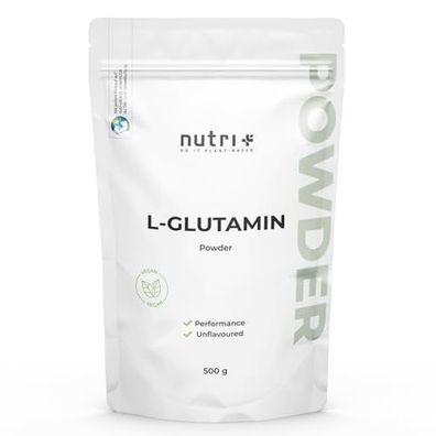 Nutri+ L-Glutamin Pulver Vegan - Neutral & hochdosiert ohne Zusatzstoffe - ab 50