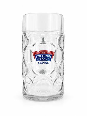 Stiftungsbräu Erding Bierkrug 1 Liter Glasbierkrug Maßkrug Bierseidel Original