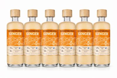 Koskenkorva Ginger Likör 6x 0,5L - Finnischer Likör mit würzigem Ingwer & Zitro