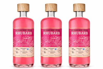 Koskenkorva Rhubarb Likör 3x 0,5L - Finnischer Likör mit Rhabarber & Granatapfe