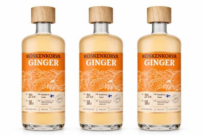 Koskenkorva Ginger Likör 3x 0,5L - Finnischer Likör mit würzigem Ingwer & Zitro