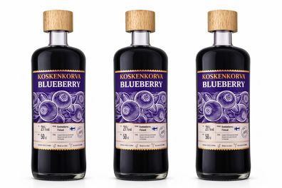 Koskenkorva Blueberry Likör 3x 0,5L - Finnischer Likör mit Waldheidelbeeren & K