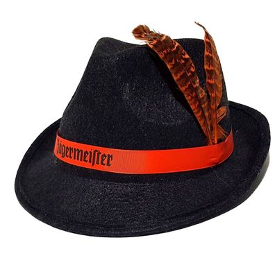 Jägermeister Hut / Trachtenhut / Filzhut mit Feder orange Material : 100% Polye