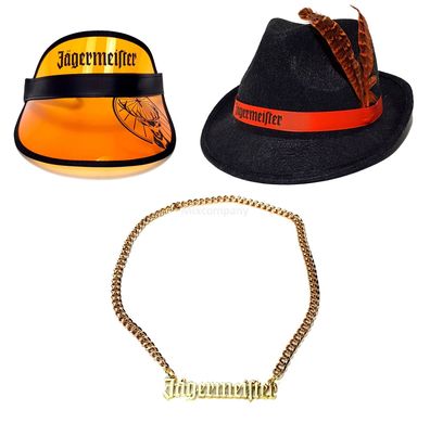 Jägermeister Party Set - Visor Kappe + Goldkette + Hut
