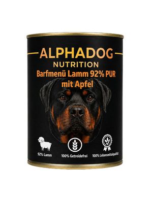 Getreidefreies Nassfutter 91% Lamm mit Apfel, Lebensmittelqualität, Sensitiv