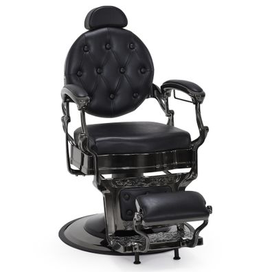 Barberpub Friseurstuhl Friseursessel mit Retro-/ Vintage Stil Mattschwarz 2933BK