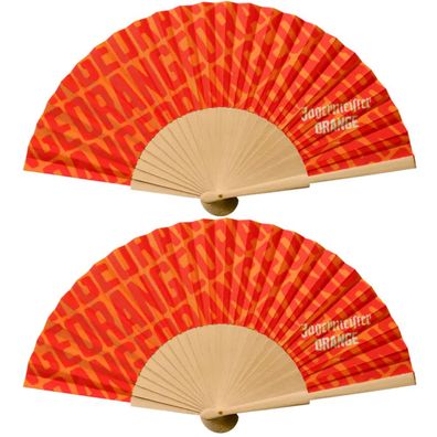 Jägermeister Orange Fächer 2er Set - Original Event-Fächer aus Holz & Stoff