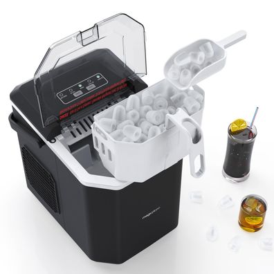 magicplux Eiswérfelmaschine selbstreinigend 9 Wérfel in 6 Min 12kg/24h Schwarz
