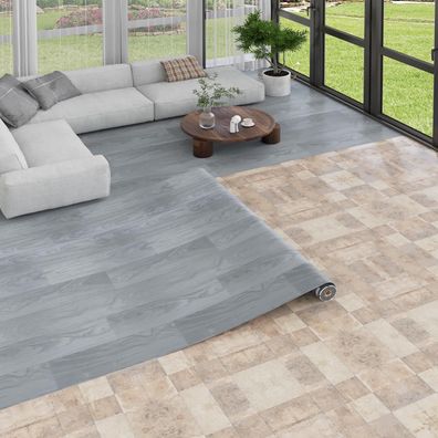 Oxdigi PVC-Boden Holzoptik Vinylboden wasserdicht zuschneidbar Grau 100x1000 cm