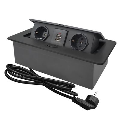 Chengpi Einbausteckdose versenkbar 2 Steckdosen 2 USB Type C Gold