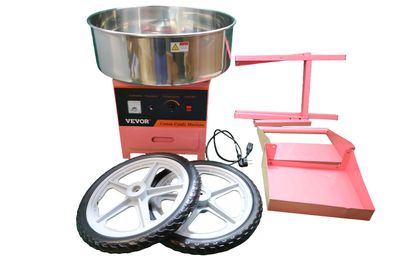 VEVOR Zuckerwattemaschine mit Wagen 1000W Edelstahl Rosa kommerziell