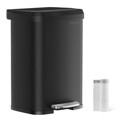 Songmics Mélleimer Kéche 50 L Tretmélleimer Metall mit Deckel schwarz