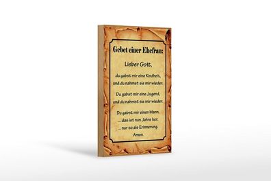 Holzschild Gebet einer Ehefrau Lieber Gott, 3 vers Größen, Spruch