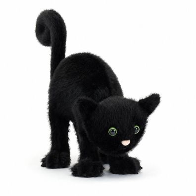 Jellycat Spookipaws Cat schwarze Plüschkatze mit grünen Augen 25 cm