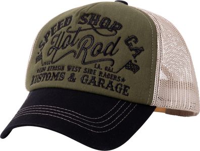 King Kerosin Trucker Cap mit Front-Stickerei Hot Rod