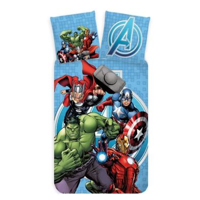 Marvel Avengers Bettwäsche Set Mehrfarbig Bettbezug Kissenbezug Baumwolle 140 ×