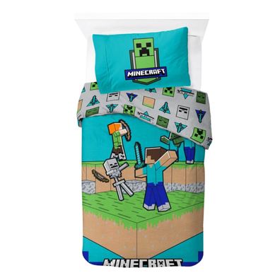 Minecraft Bettwäsche Set Mehrfarbig Baumwolle Bettbezug Kissenbezug 140 x 200 cm