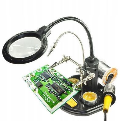 Rosfix Dritte Hand TE-802 – LED-Lupe 2,5x/4x | Halter für Lötkolben