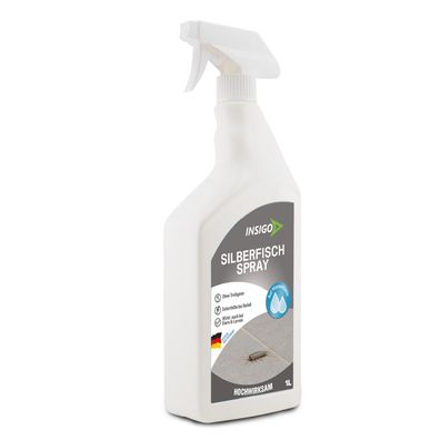 INSIGO 1L Anti Silberfischspray Mittel Schutz Abwehr Papierfischchen Ofenfische