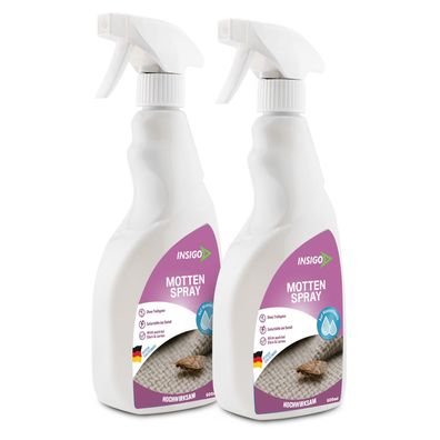 INSIGO 2x500ml Anti Mottenspray Mottenmittel Kleidermotten Mottenschutz Abwehr