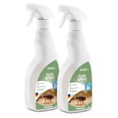 INSIGO 2x500ml Flohspray Flohmittel Flohschutz Katzenflöhe Hundefloh Anti Flohbefall