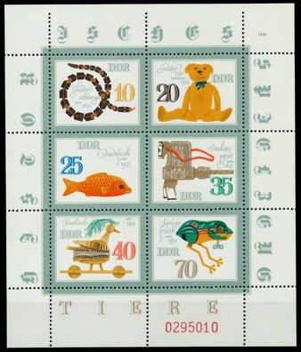 DDR BLOCK Kleinbogen Nr 2661-2666 ORndgz postfrisch KLE S297906