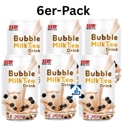 6er-Pack RICO Bubble Milk Tea Getränk Classic 340ml (inkl. 1,50€ EINWEG-Pfand)
