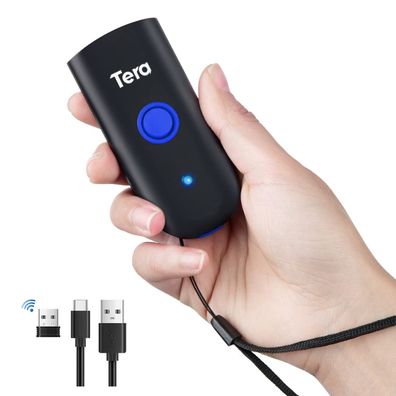 Tera Wireless Barcode Scanner 1D Laser Mini Pocket 3in1 Bluetooth USB 1100L