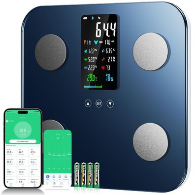 Onherm Körperfettwaage großes Display BMI Muskelmasse bis 180 kg App