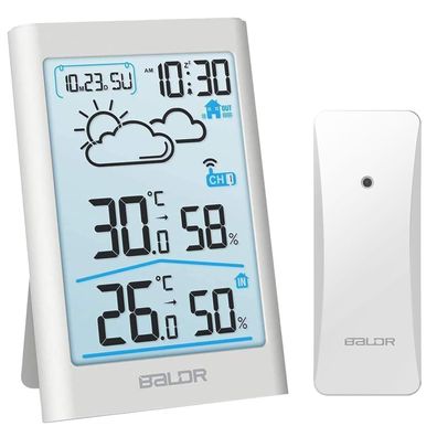 Baldr Wetterstation mit Außensensor Digital Thermometer Hygrometer