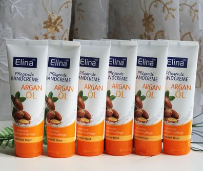 6x75ml Elina intensive Arganöl pflegende Handcreme Feuchtigkeitspflege