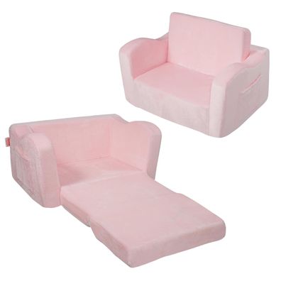 VEVOR 2 in 1 Kindersofa umwandelbar zum Liegestuhl Rosa 104x58x32 cm