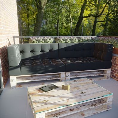 MSS e.K. 6er-Set/ Einzelkissen Relax Palettenkissen Palettenlounge Anthrazit / Stone