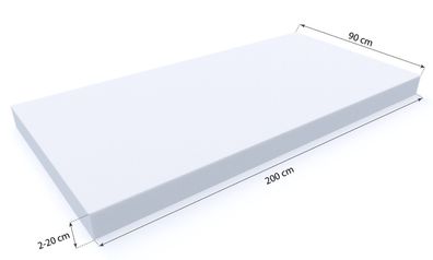 MSS e.K. Schaumstoffplatten 90 x 200 x 2 bis 20 cm RG 25/40 | 30/40 | 40/45