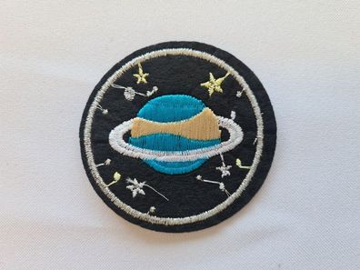Applikation/Bügelbild blauer Planet mit Ring
