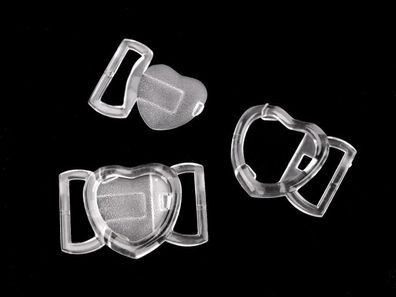 Bikini Verschluss Herzform Kunststoff 20mm Transparent