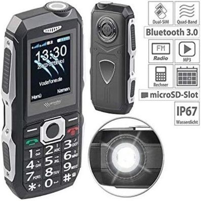 NEU Outdoor Handy 4G Dual SIM Radio Farbdisplay wasserdicht für Outdoor Wandern