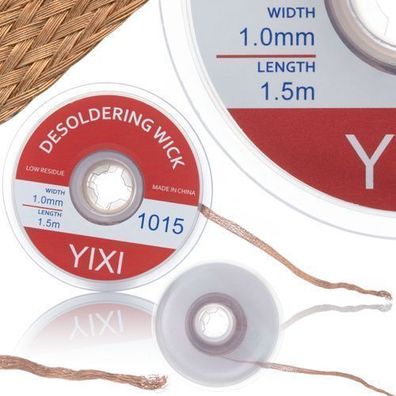 Rosfix Entlötlitze 1mm x 1,5m – Kupfer mit Kolophonium | Präzisionsgeflecht